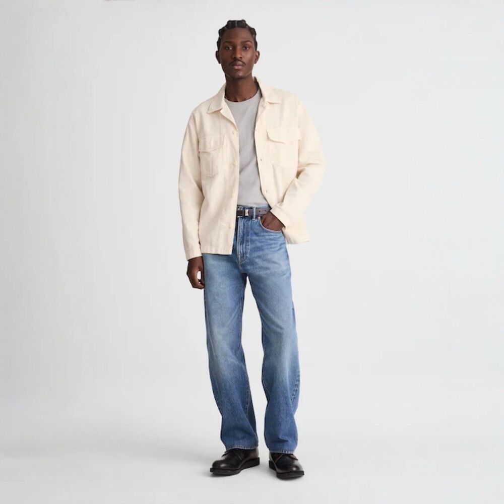 Madewell Button Up Shirt-Jacket Mens Small Ivory Canvas Uniform Twill NY113 NEW - Picture 2 of 11